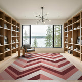 Layered Pink Chevron Geometric Rug