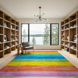 Vibrant Rainbow Stripe Area Rug