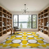 Bold Yellow Geometric Interlock Area Rug