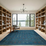Indigo Blue Geometric Tribal Area Rug