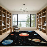 Multi-color and Patterns Retro Pixel Solar System Area Rug