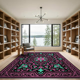 Multi-color and Patterns Vibrant Pink Teal Traditional Persian Area Rug