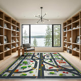 Vibrant Kids City Road Map Play Rug