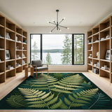 Green Lush Fern Grove Area Rug