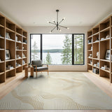 Wavy Beige and Neutral Wavy Beige Abstract Area Rug