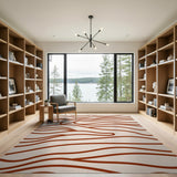 Wavy Terracotta on Beige Abstract Area Rug