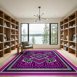 Geometric Modern Pink Vibrant Pink Geometric Modern Area Rug