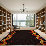 Fiery Red Flame Border Area Rug