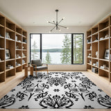 Floral Vintage Black White Floral Vintage Area Rug