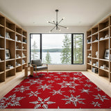Festive Red Festive Red Snowflake Area Rug