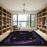 Purple Cosmic Galaxy Pixel Art Area Rug