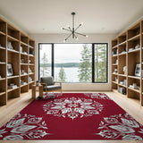 Rich Crimson Persian Floral Mandala Rug