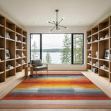 Vibrant Geometric Multi-Color Stripe Area Rug