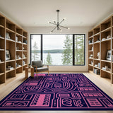 Pink Geometric Maze Racetrack Area Rug