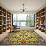 Yellow Vibrant Yellow Persian Floral Medallion Rug