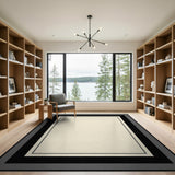 Beige and Neutral Geometric Modern Beige Geometric Frame Area Rug