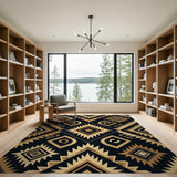 ODIKA Black Gold Southwestern Geometric Rug