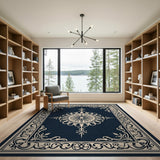 Navy Ornate Persian Medallion Area Rug