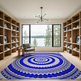 Blue Mandala Geometric Area Rug