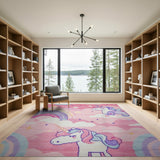 Whimsical Unicorn Rainbow Kids Area Rug