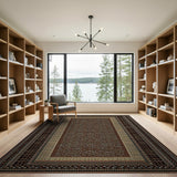 Intricate Brown Tribal Border Area Rug