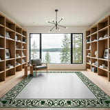 Art Nouveau Green Floral Border Area Rug