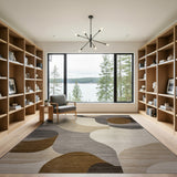 Modern Abstract Beige Grey Geometric Area Rug