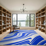 Dynamic Blue Wavy Lines Area Rug