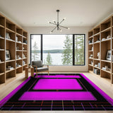 Vibrant Pink Geometric Bordered Area Rug