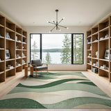 Abstract Green Wave Area Rug
