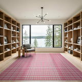 Blush Pink Gingham Check Area Rug