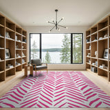 Vibrant Pink Chevron Brushstroke Area Rug