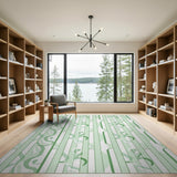 Mint Green Swirling Stripe Area Rug