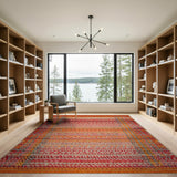 Vibrant Red Orange Heritage Tribal Area Rug