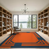 Bold Orange Octagon Geometric Frame Rug