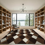 Geometric Modern Brown Tan Diamond Geometric Area Rug