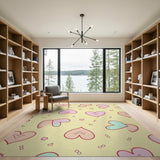Whimsical Cartoon Hearts Area Rug