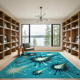 Teal Cosmic Shooting Stars Area Rug