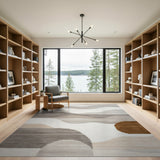Abstract Wavy Layers Beige Area Rug