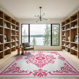 Pink Ornate Floral Medallion Area Rug