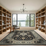 Traditional Persian Black Ivory Traditional Persian Area Rug