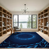 Hypnotic Blue Swirl Abstract Blue and Teal Area Rug