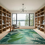 Vintage Teal Fern Area Rug