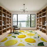 Vibrant Yellow Vibrant Lemon Fruit Pattern Area Rug
