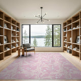 Blush Pink Swirling Floral Area Rug
