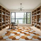 Modern Hexagon Brown Tan Area Rug