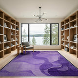 Purple Abstract Fluid Wave Area Rug