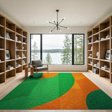 Vibrant Green Orange Geometric Abstract Rug