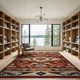 Red Red Southwestern Geometric Diamond Rug