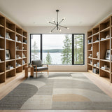Modern Grey Abstract Geometric Area Rug